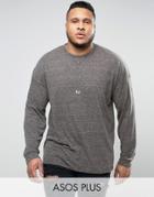 Asos Plus Oversized Long Sleeve T-shirt With Bellow Sleeve In Textured Fabric - Gray