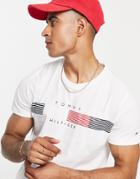 Tommy Hilfiger Cotton Blend Chest Corp Stripe Logo T-shirt In White - White