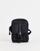 Asos Design Flight Bag With Pocket Front In Black Nylon