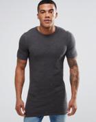 Asos Longline Muscle Fit Knitted T-shirt In Khaki Twist - Green