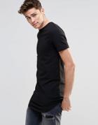 Asos Super Longline Muscle T-shirt With Curved Hem In Black - Black