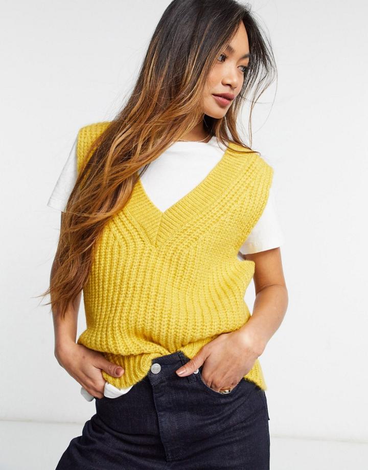 Asos Design Chunky Knitted Tank In Dark Yellow