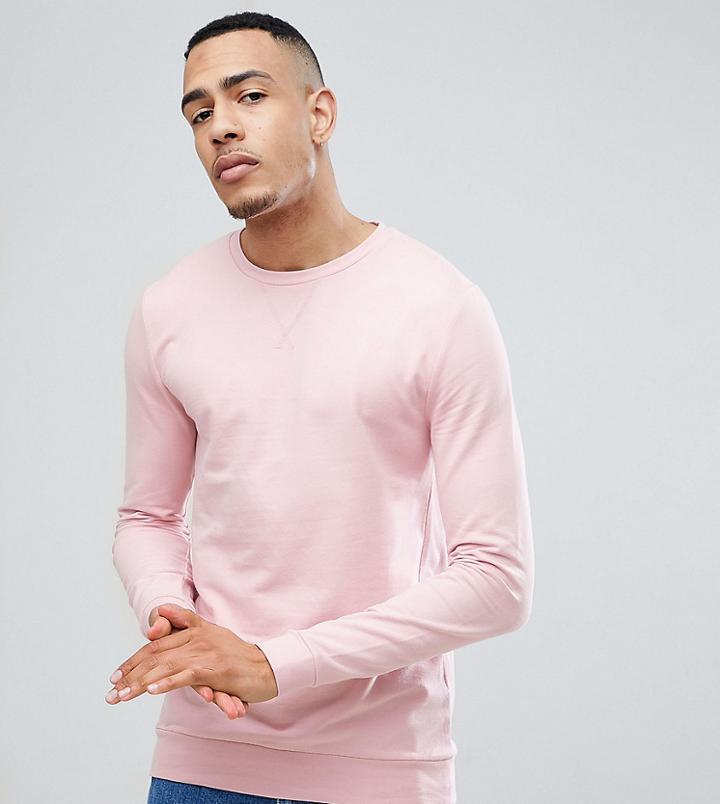 Asos Tall Muscle Sweatshirt In Light Pink - Pink