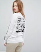 Rvca Boyfriend Long Sleeve T-shirt With Fails Back Graphic - White