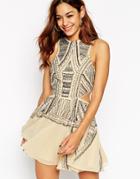 Asos Festival Cut Out Skater Dress - Nude1