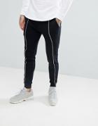 Asos Super Skinny Joggers In Black With White Piping - Black