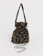 Skinnydip Tilly Beaded Leopard Drawstring Cross Body Bag-multi