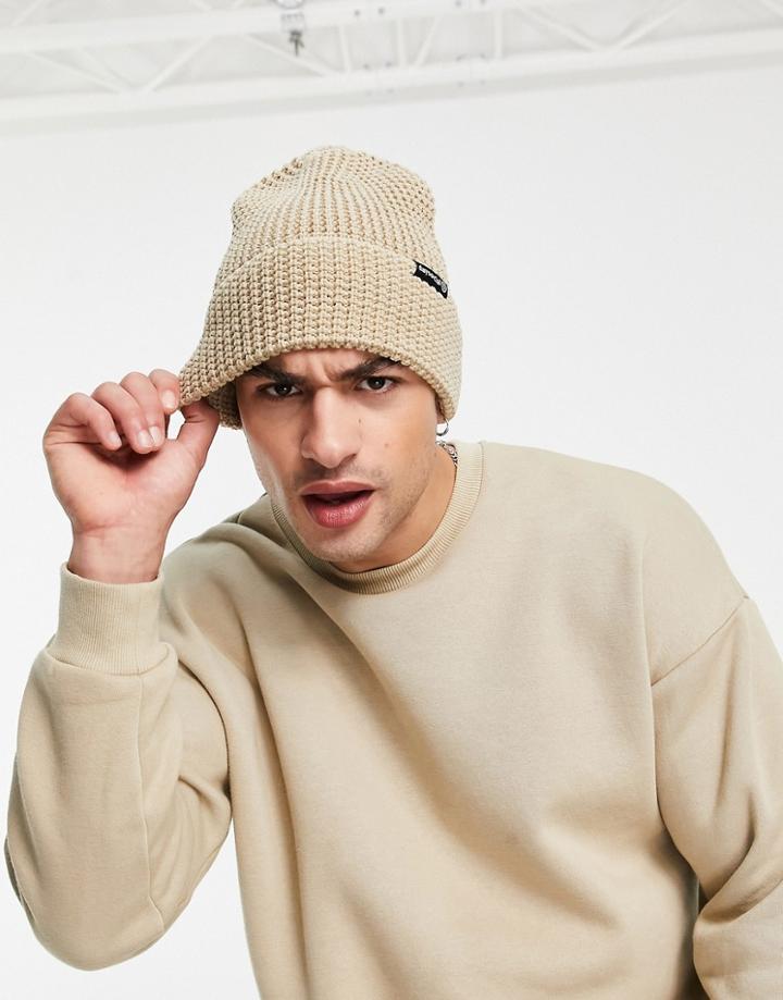 Asos Day Social Fisherman Beanie In Gray Waffle Design-neutral