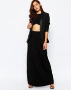 Asos Maxi Skirt With Front Layer Panel - Black