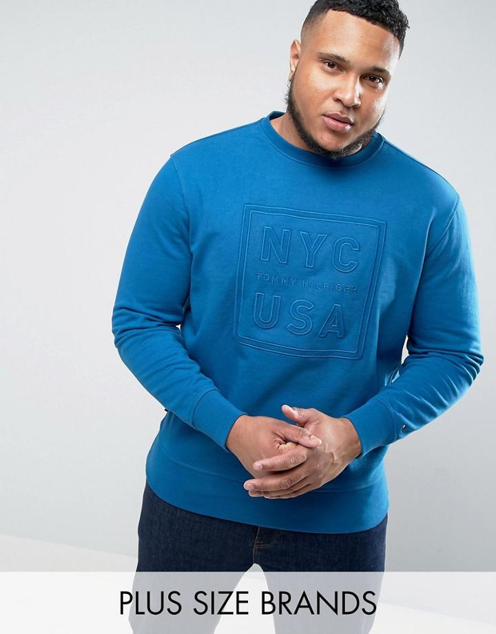 Tommy Hilfiger Plus Darrel Hoodie Ny Logo In Navy - Navy