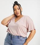 Asos Design Curve Boxy T-shirt In Linen Mix In Pink