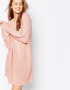 Asos Oversized Sweater Dress In Chunky Knit - Pink