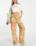 Native Youth Wide Leg Pants In Swirl Print - Part Of A Set-multi