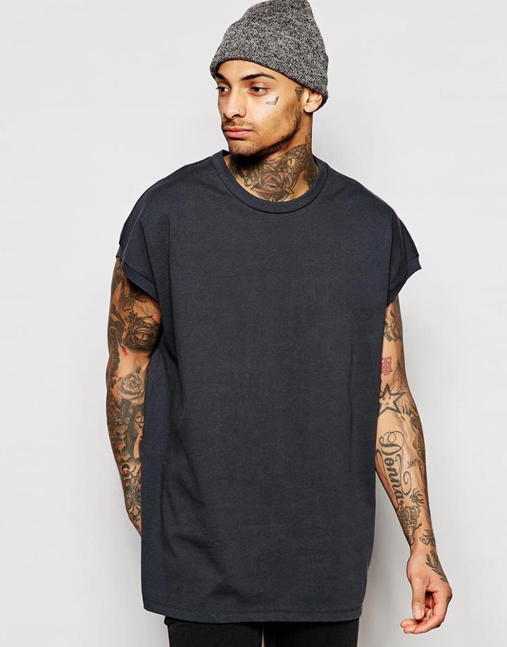 Asos Super Oversized T-shirt In Heavyweight Jersey In Washed Black - Washed Black