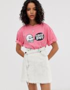 Cheap Monday Organic Cotton T-shirt With Skull Speech Bubble Logo-pink