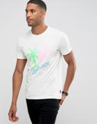 Jack & Jones Originals T-shirt With Flamingo Neon Light Print - White