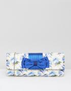 Lotus Floral Clutch Bag - Blue Floral