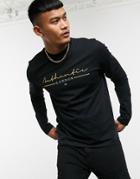 Asos Design Long Sleeve T-shirt With Authentic Print-black