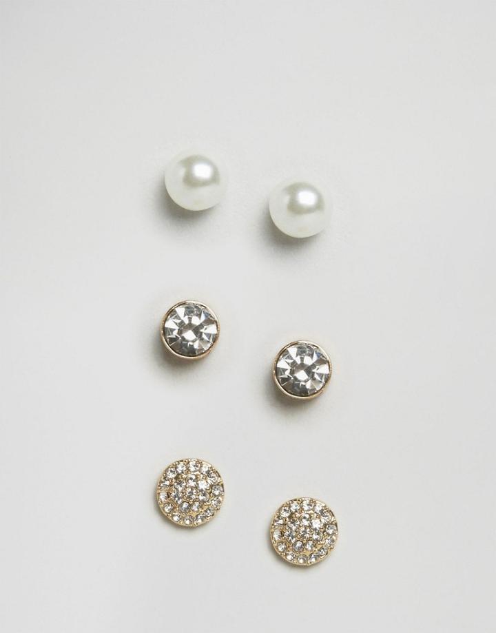 Pieces Diana Multipack Stud Earrings - Gold