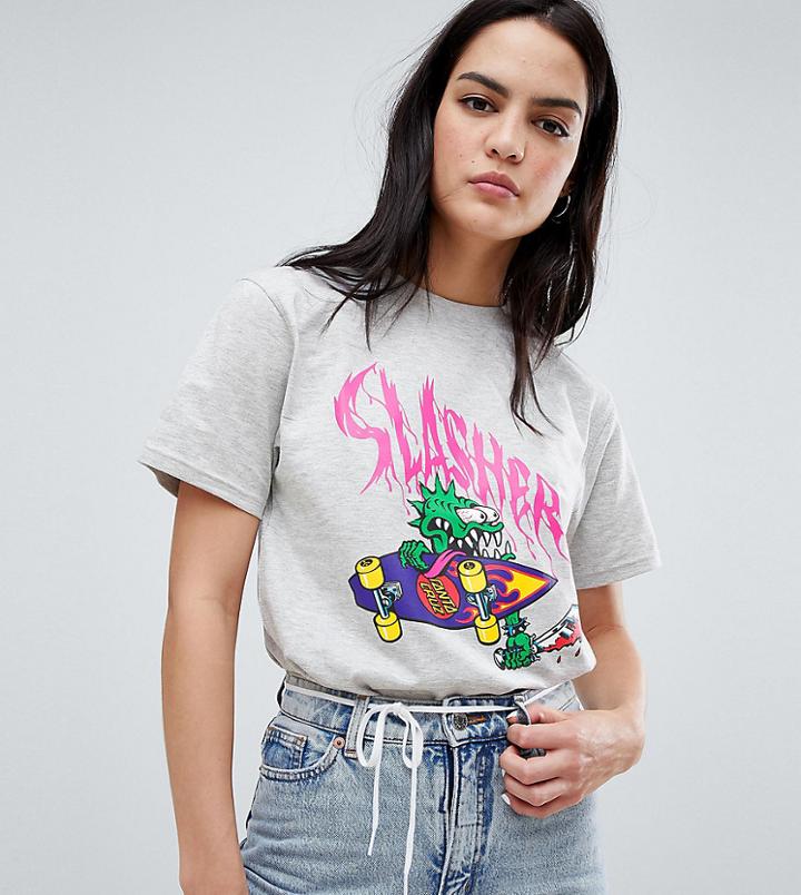 Santa Cruz Boyfriend T-shirt With Classic Front Logo - Gray