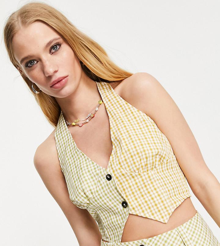 Reclaimed Vintage Inspired Vest In Mixed Gingham-multi