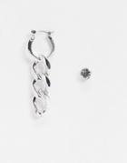 Wftw Stud And Hoop Earring In Silver With Chain Charm