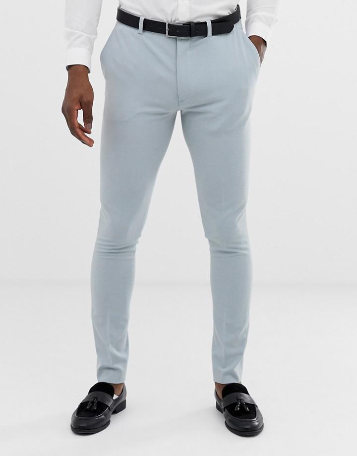 Asos Design Wedding Super Skinny Suit Pants In Ice Blue - Blue