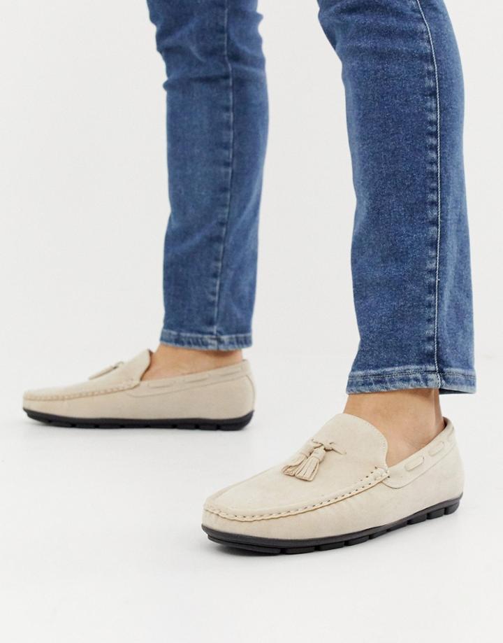 Brave Soul Tassel Loafers In Stone - Beige