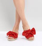 Park Lane Suede Bow Espadrille Sliders - Red