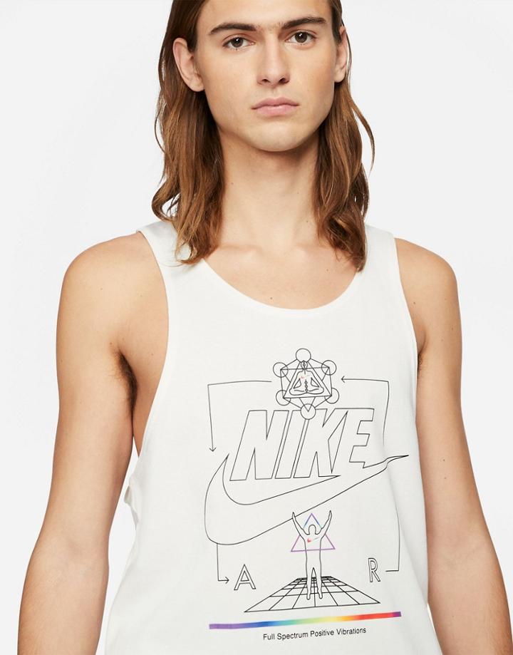 Nike Revival Wellness Graphic Print Tank In Off White