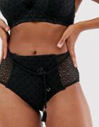 Pour Moi Castaway High Waist Bikini Bottom In Black Crochet - Black