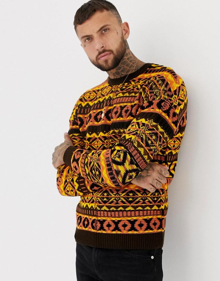 Asos Design Fairisle Sweater In Yellow
