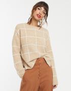 Vero Moda Grid Check Print Sweater-brown