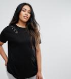 New Look Curve Ring Detail T-shirt - Black