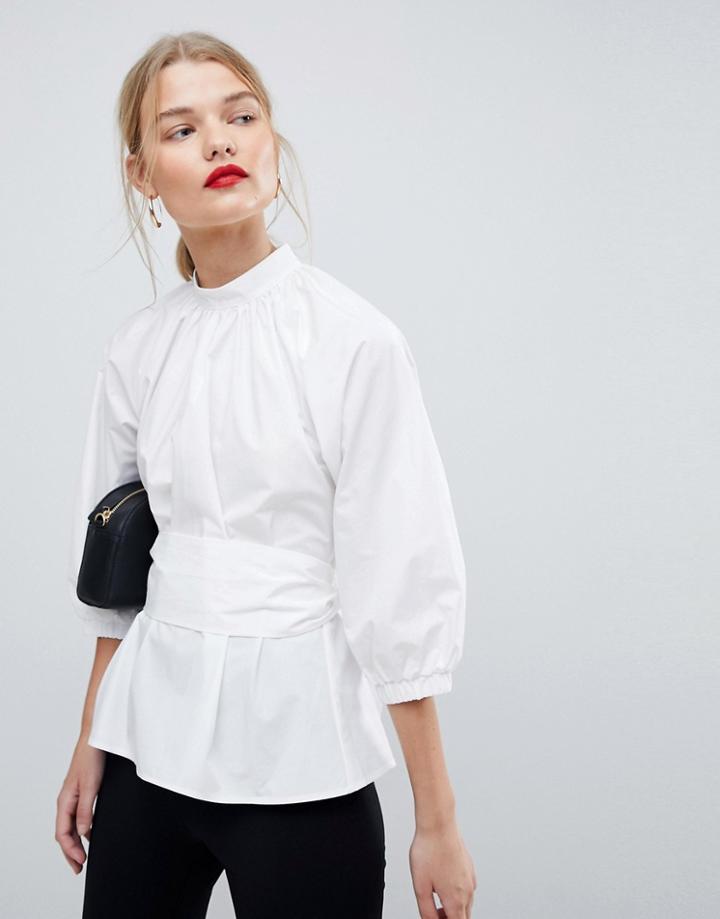 Asos Premium Cotton Open Back Top - White