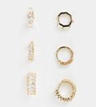 Reclaimed Vintage Inspired Gold Plated Huggie Hoop Pack With Crystal Detail