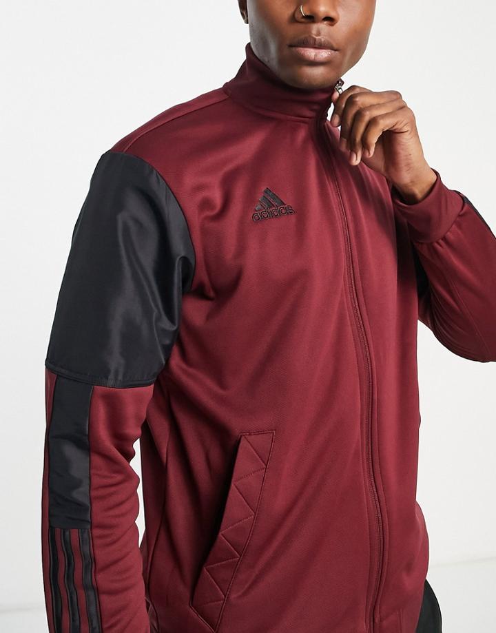 Adidas Soccer Tiro Paneled Track Jacket In Burgundy-red