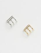 Asos Pack Of 2 Metal Cage Ear Cuff - Gold