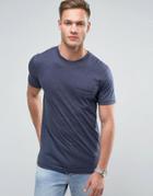 Redefined Rebel Longline Pocket T-shirt With Curved Hem - Navy