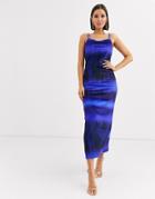 Asos Design Velvet Cami Maxi Dress In Blurred Stripe