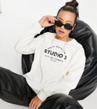 Topshop Logo Sweatshirt In Ecru-neutral