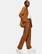 Topshop Peg Leg Suit Pants In Camel-brown