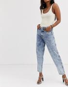 River Island Barrel Leg Jeans In Acid Wash-blue
