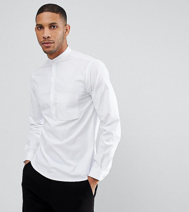 Noak Half Placket Grandad Shirt - White