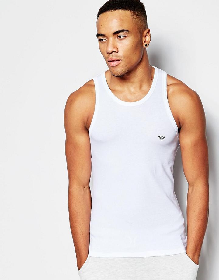 Emporio Armani Eagle Back Print Tank In Regular Fit - White