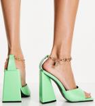Public Desire Wide Fit Maisie Flare Heel Sandals In Green