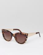 Jeepers Peepers Tort Frame Sunglasses With Gold Hardware - Brown