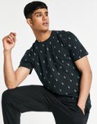 Polo Ralph Lauren Lounge T-shirt In Black With All Over Pony Logo