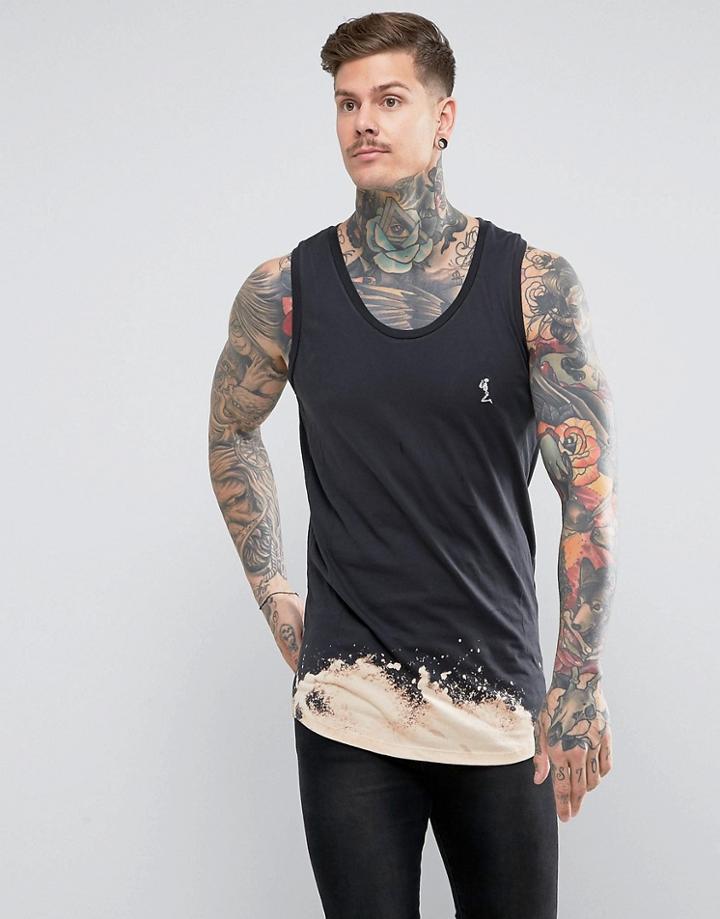 Religion Tank With Bleach Curved Hem - Black