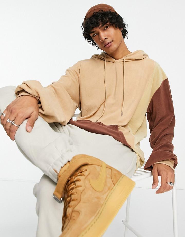 Liquor N Poker Oversized Hoodie In Brown Polar Fleece With Tonal Paneling - Part Of A Set